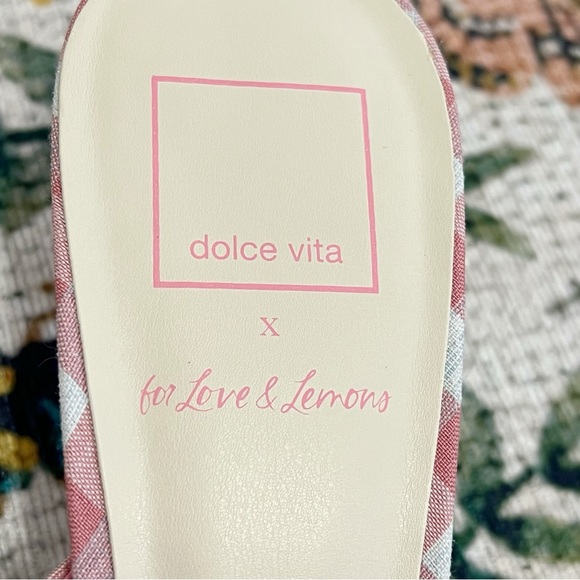 NWT For Love And Lemons X Dolce Vita Lilou Mule in Pink Chalk Gingham Mule - Picture 7 of 11